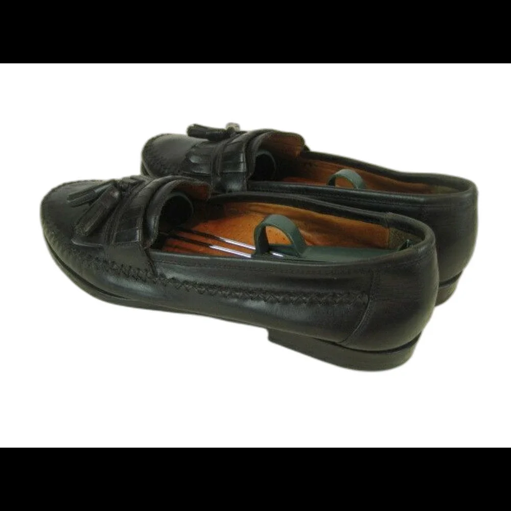 Mens Forte Moda (Brazil) Black Leather Tassle Kiltie Slip On Loafers sz 11D